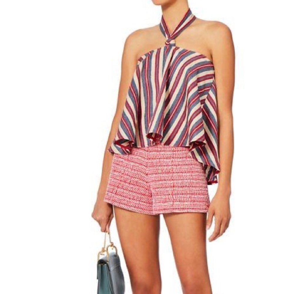 Viva Aviva red and blue striped halter top